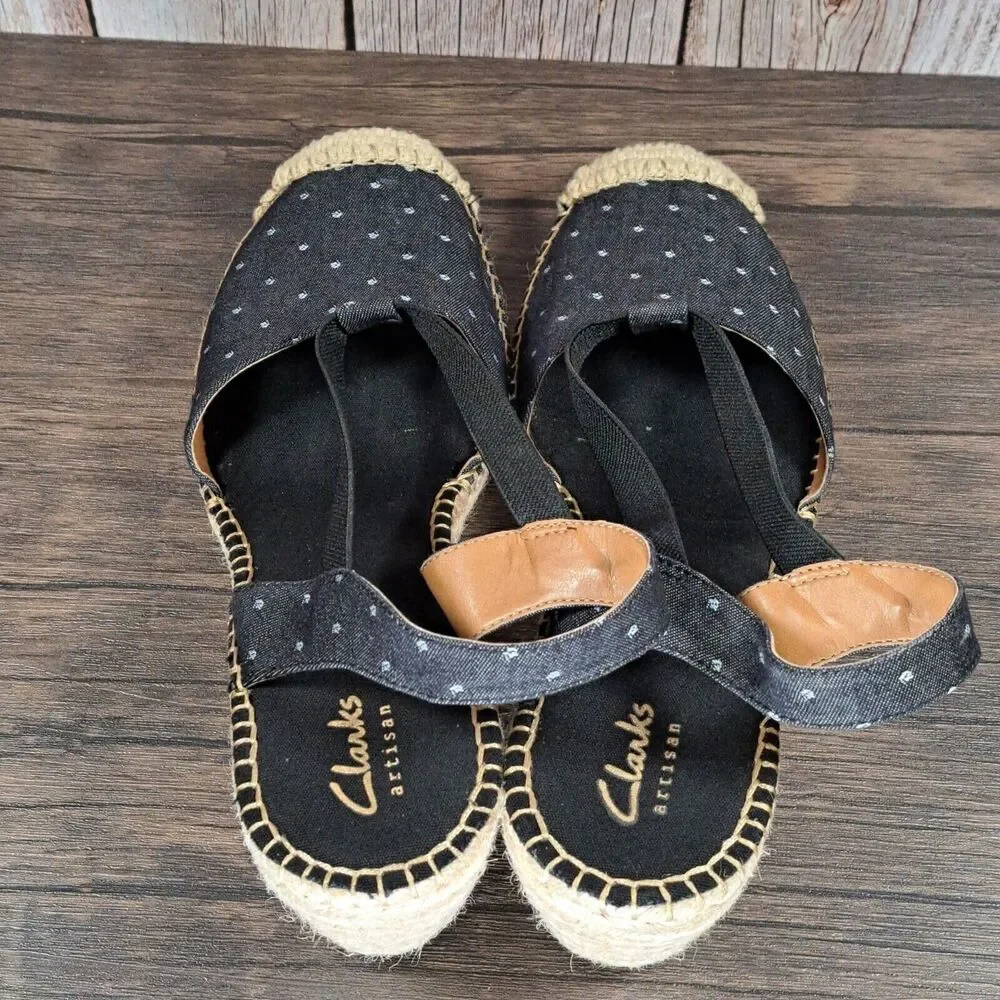Clarks Petrina Kaelie Blue Espadrille Wedge Slingback Sandals Women's Size 8.5 M - Picture 6 of 8